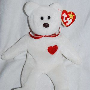 Beanie Baby Valentino teddy bear .  Rare with PVC pellets.